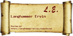Langhammer Ervin névjegykártya